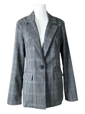 SANCTUARY Glen Plaid One Button Blazer, Front Pockets, Size S.